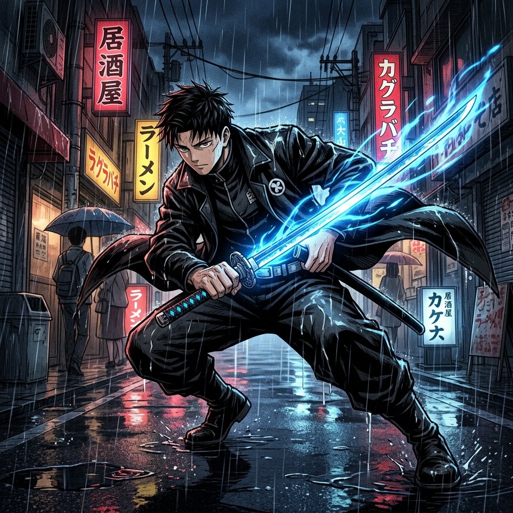 Kagurabachi fight scene in ongoing manga 2026 with enchanted sword combat.